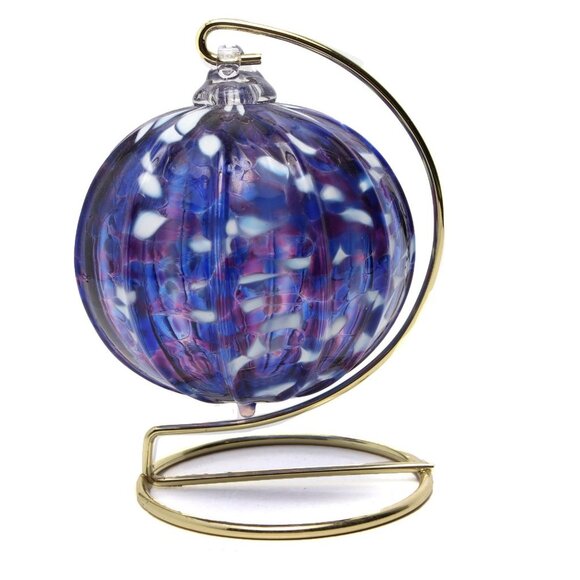 Murano Style Art Glass Ball Decor Ornament Hand Blown Gold Blue Purple White - Picture 1 of 9